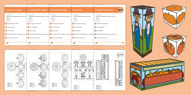 Simple d pumpkin patch paper craft pack