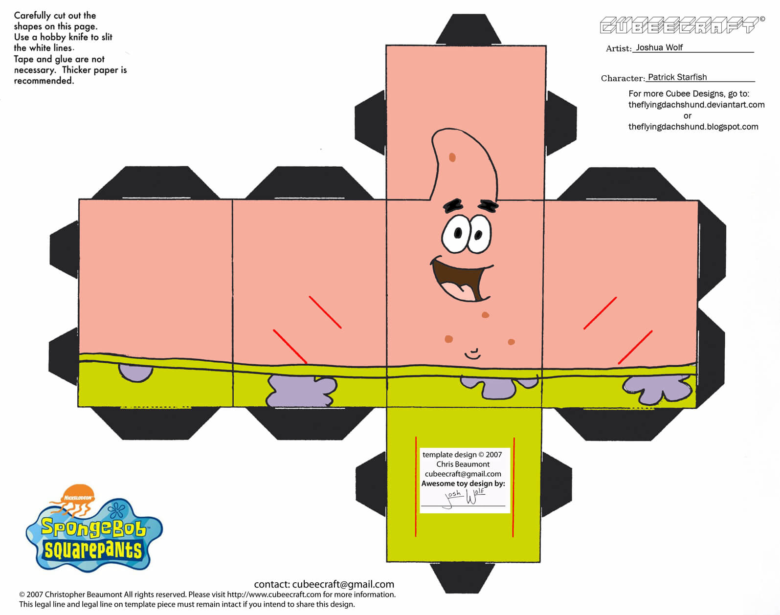 Patrick paper toy free printable papercraft templates