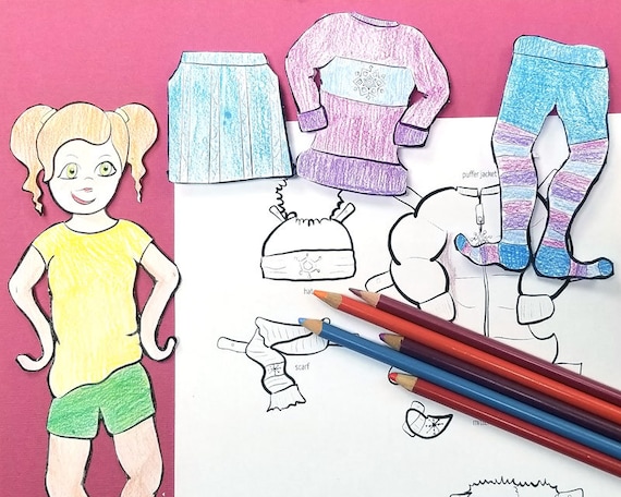 Printable paper dolls winter girl coloring pages color
