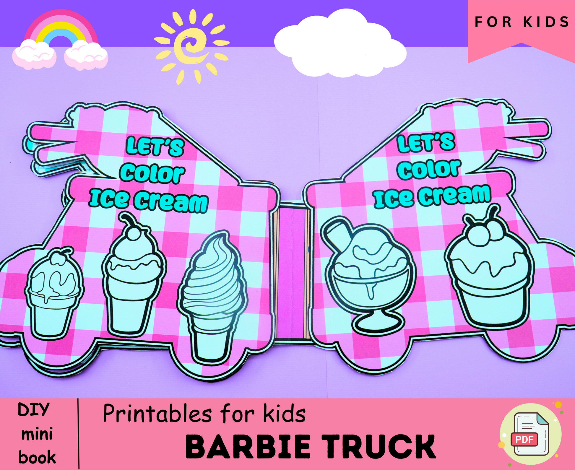 Paper ice cream trucks toy kawaii pdf printable ð paper toy cars p â woa doll craft