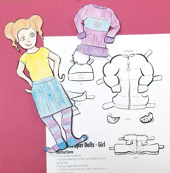 Printable paper dolls winter girl coloring pages color