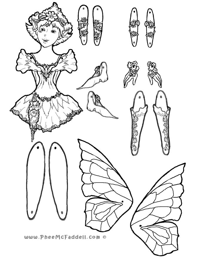 First fairy puppet coloring page paper dolls fairy coloring pages paper puppets