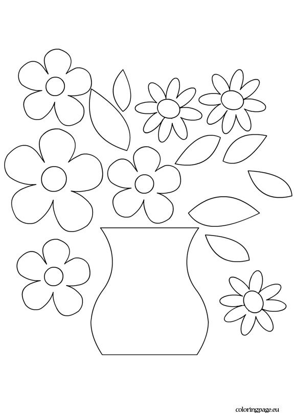 Flower vase template coloring page flower template flower templates printable flower printable