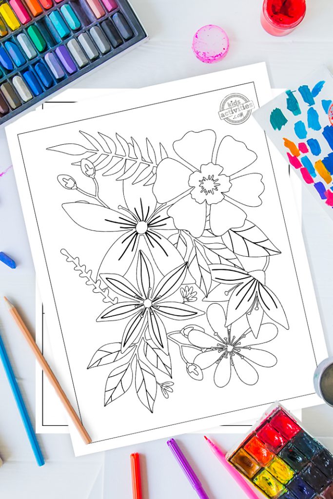 Printable flower coloring pages for adults kids activities blog