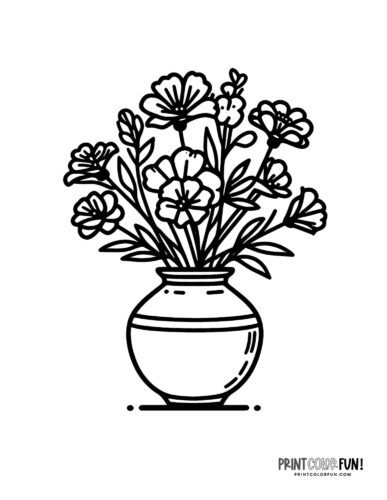 Flower coloring pages clipart to color a whole garden at