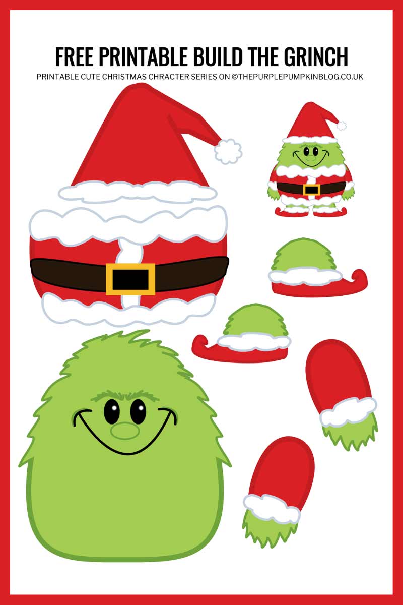 Free printable build the grinch paper template christmas craft