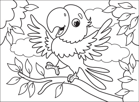 Parrot coloring page free printable coloring pages