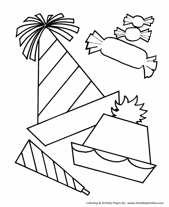 Simple shapes coloring pages free printable simple shapes party hats and candy coloring activity pages for pre