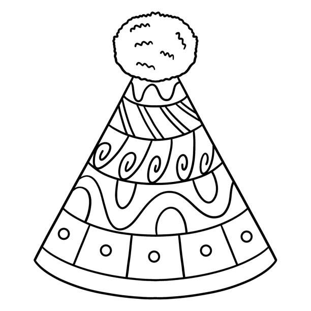 Birthday party hat isolated coloring page for kids stock illustration