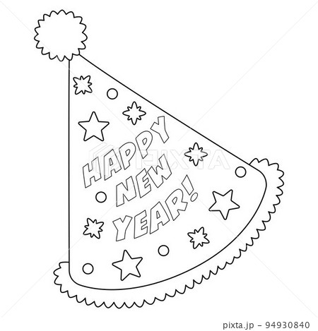 New years eve party hat isolated coloring page