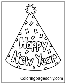 New years party hat coloring page