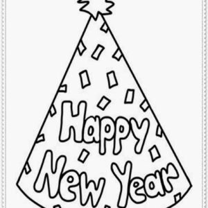 Happy new year hat coloring pages printable for free download