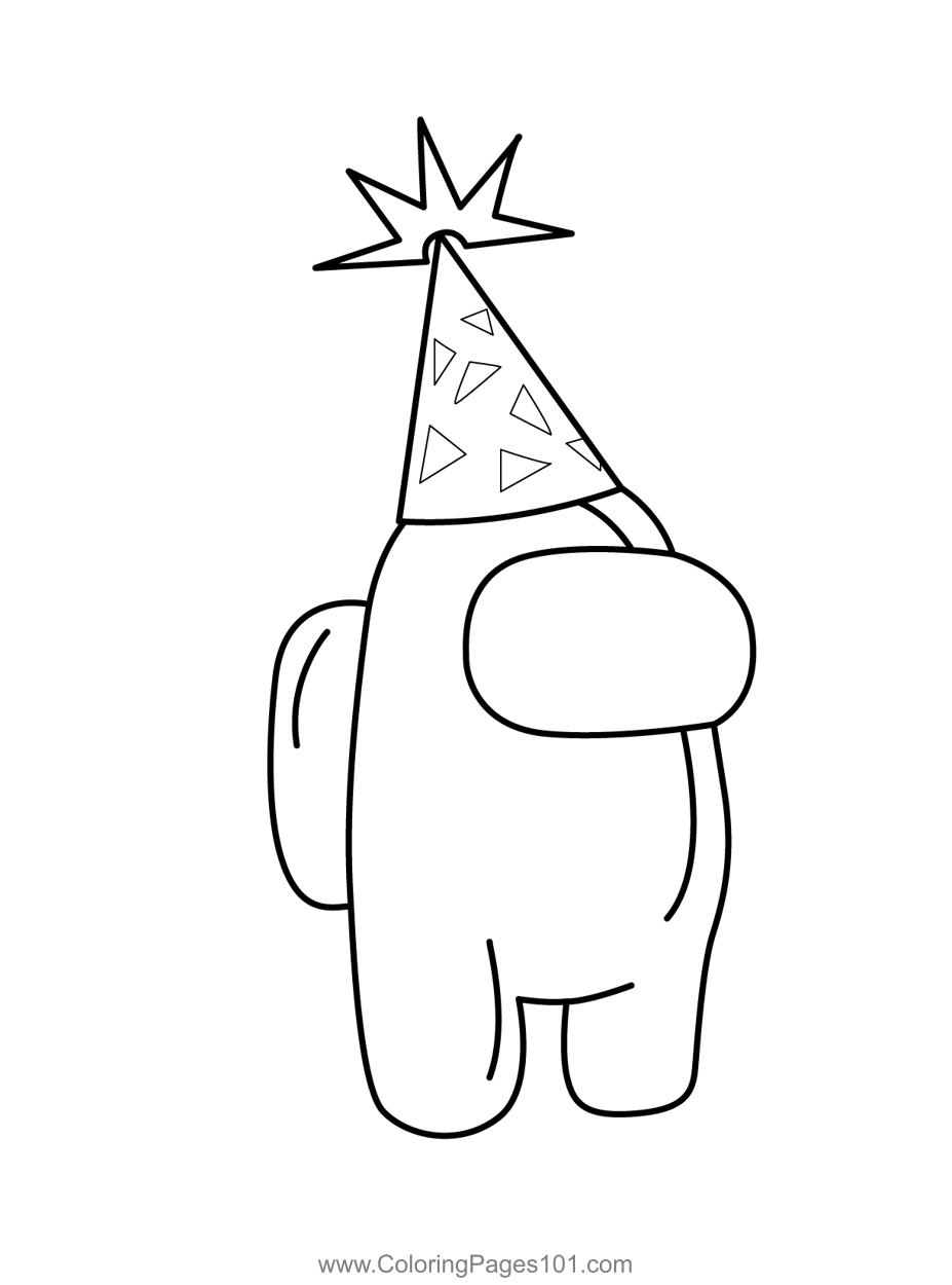 Party hat among us coloring page for kids