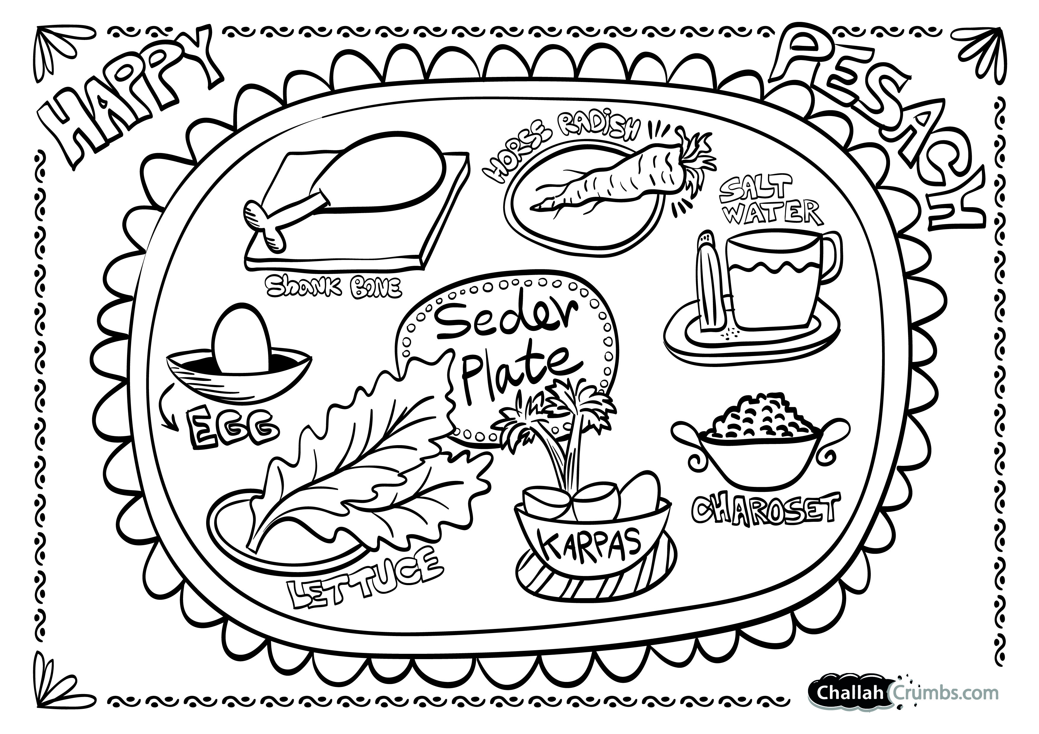 Coloring page seder plate