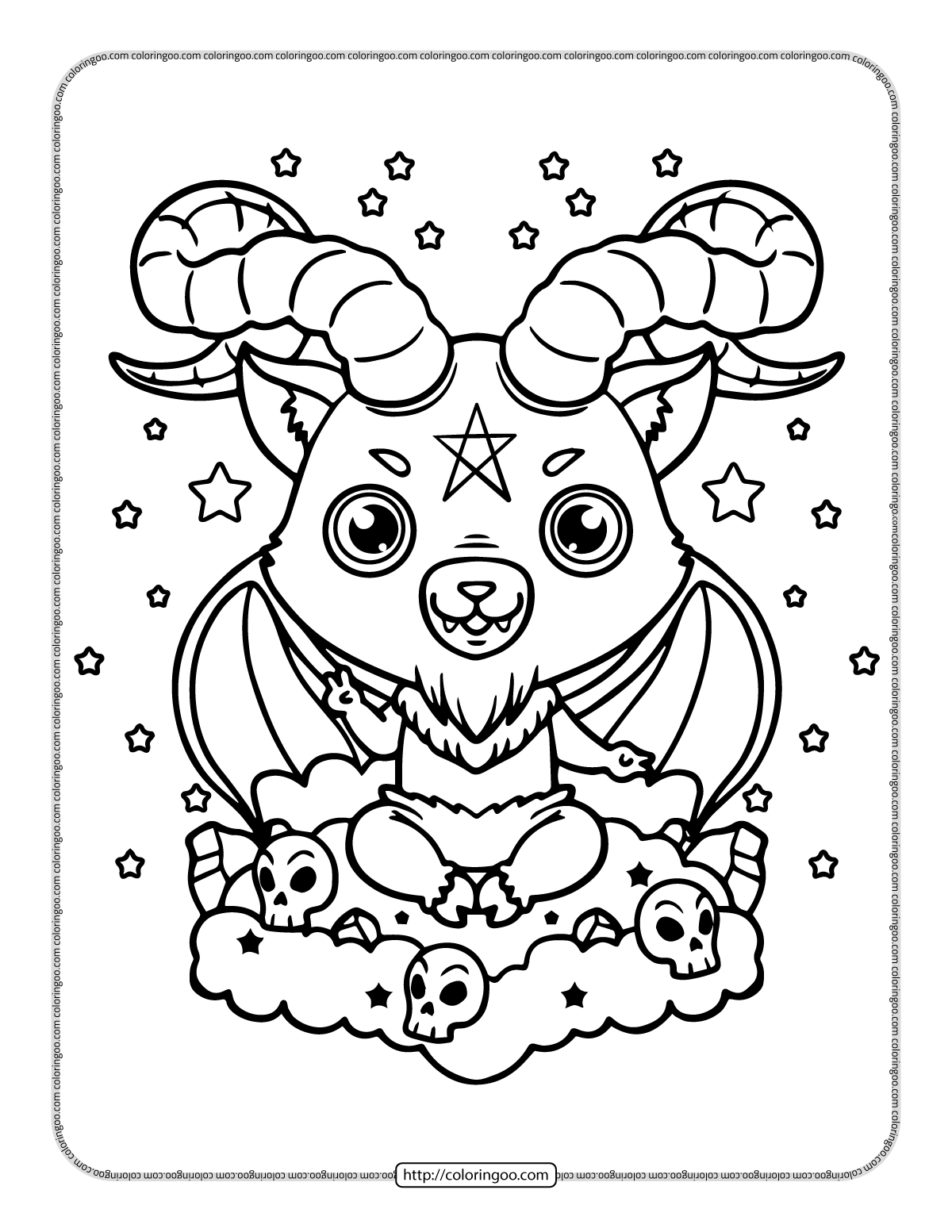 Printable pastel goth coloring page