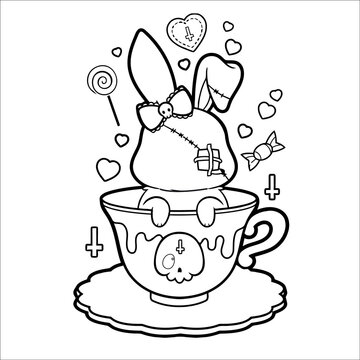 Pastel goth coloring page for kids creepy kawaii coloring page coloring page creepy page vector