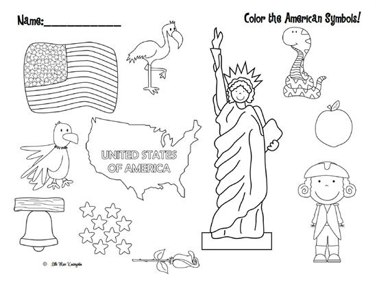 Color the american symbols free patriotic printable â