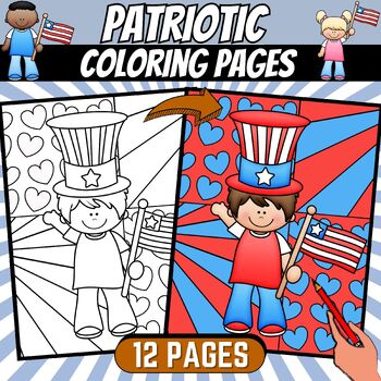 Patriotic coloring pages pop art inspired flag day th of july