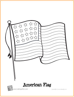 American flag patriotic free printable coloring page