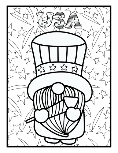 Celebrate with th of july gnomes patriotic coloring pages for all ages teaching resources