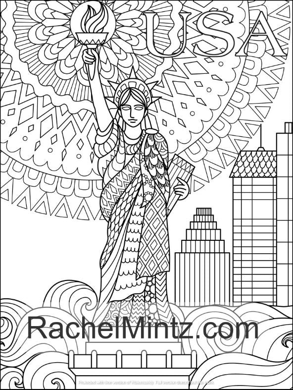 Usa patriotic adults coloring book