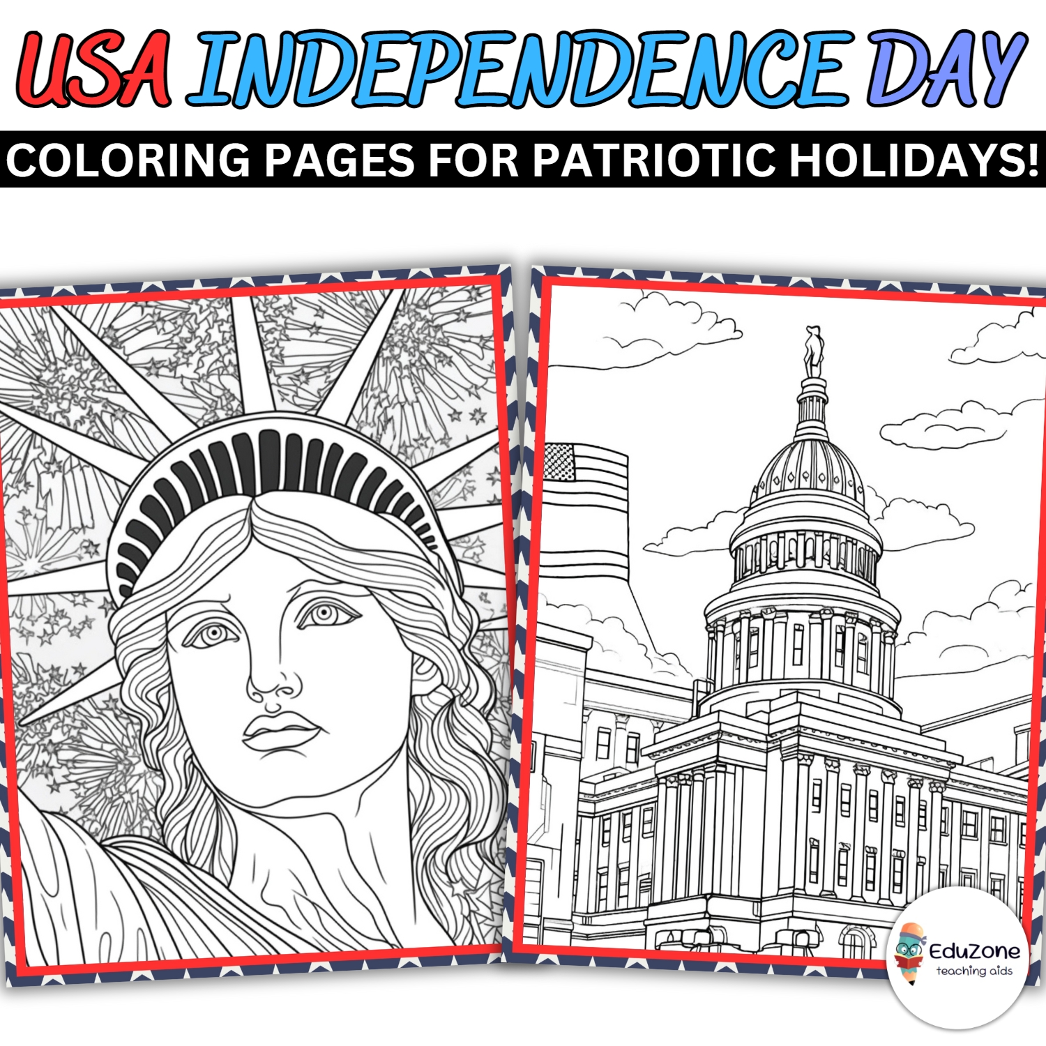 Vibrant celebrations usa independence day coloring pages