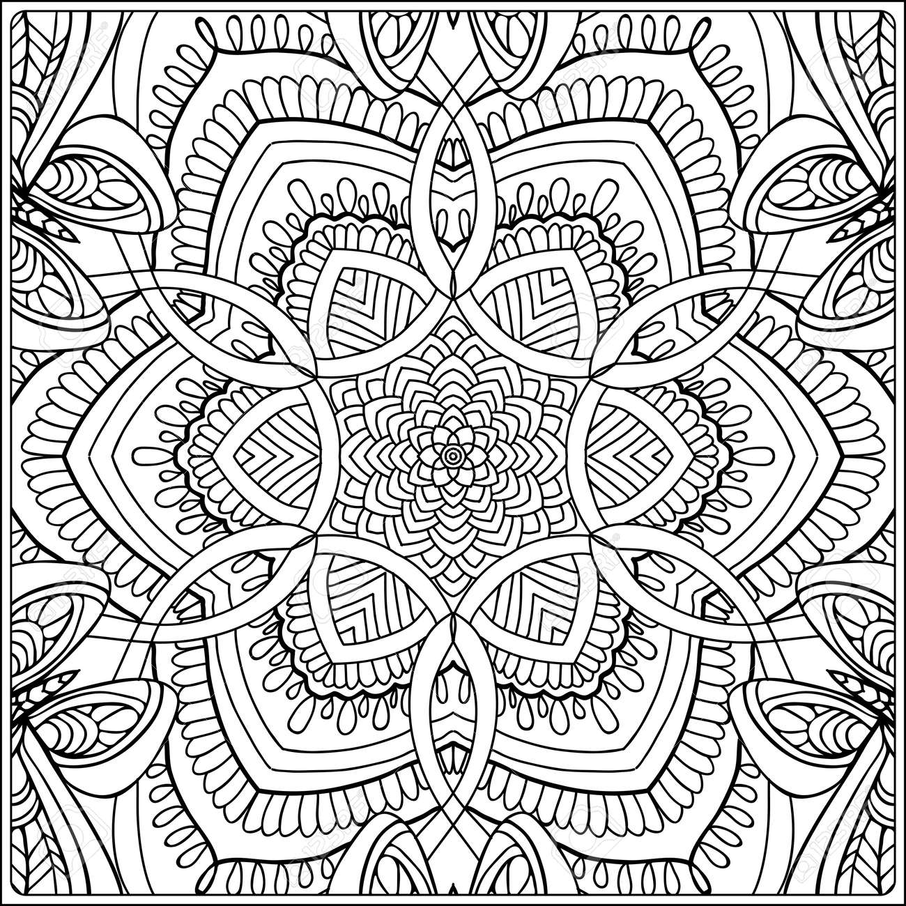 Seamless pattern outline hand drawing good for coloring page for the adult coloring book stock vector illustrationabstract vector decorative ethnic mandala black and white royalty free svg cliparts vectors and stock illustration
