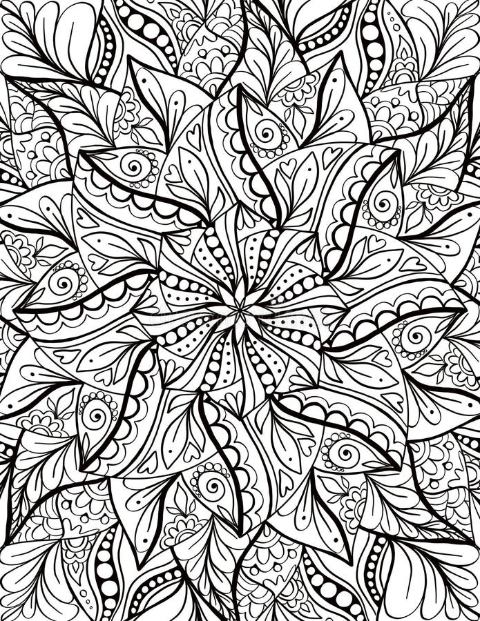 Mandala adult coloring book page zentangle style coloring page stock vector