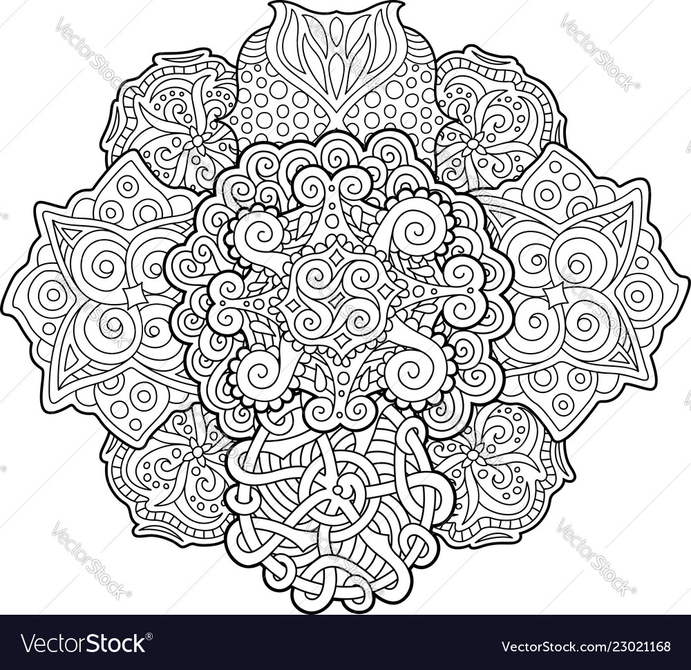 Adult coloring book page with abstract pattern vector image