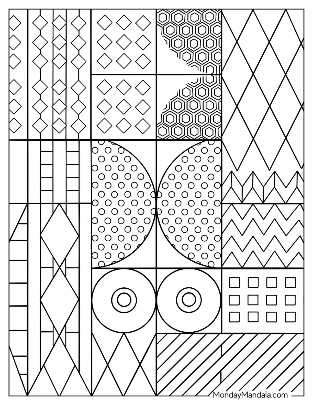 Geometric coloring pages free pdf printables