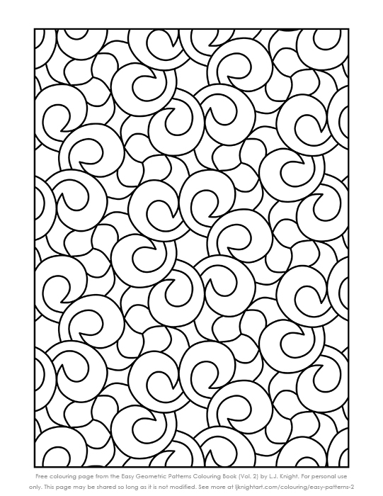 Free simple pattern printable colouring page lj knight art