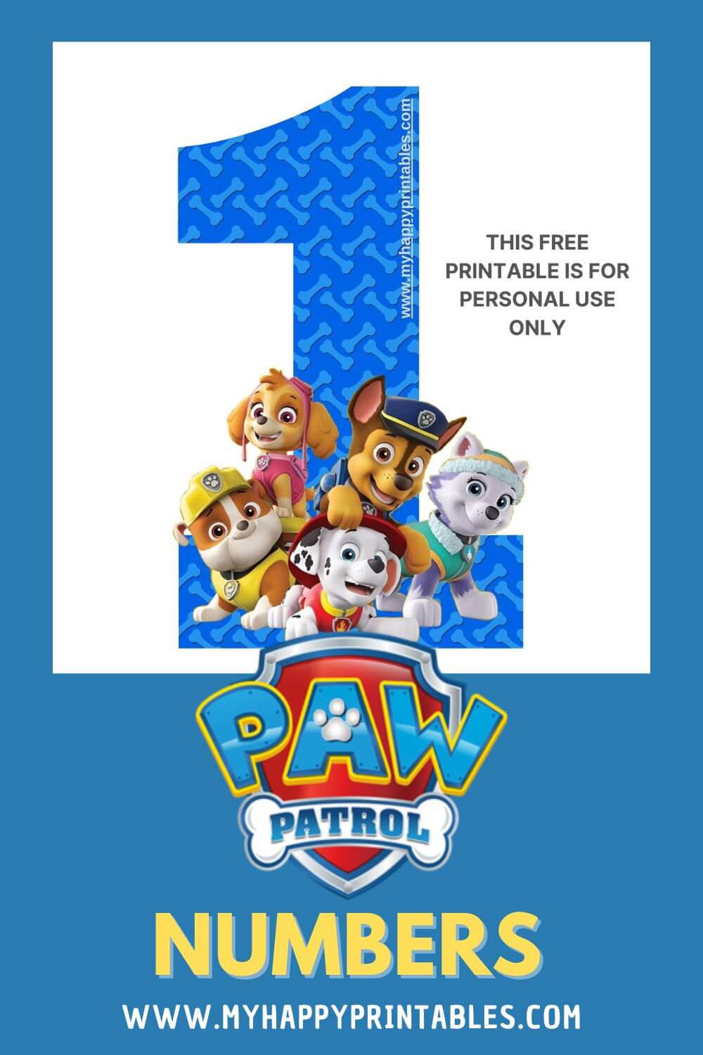 Free printable paw patrol numbers