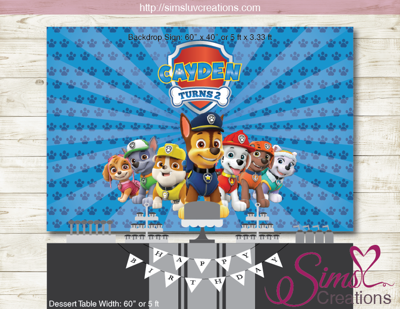 Paw patrol birthday printable backdrop banner party poster â sims luv creations