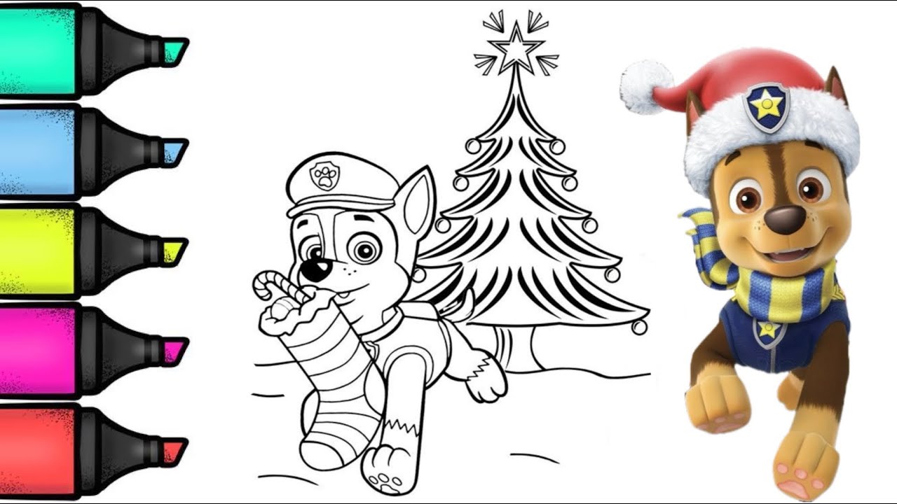 Christmas paw patrol chase coloring coloring videos for kids coloring pawpatrol coloringtime