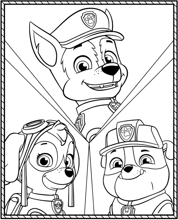 Printable paw patrol coloring sheet