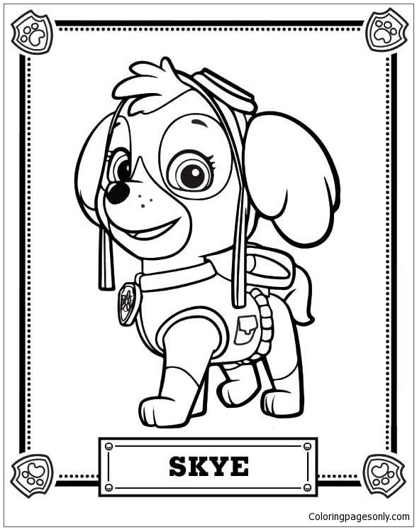 Skye paw patrol coloring pages printable for free download