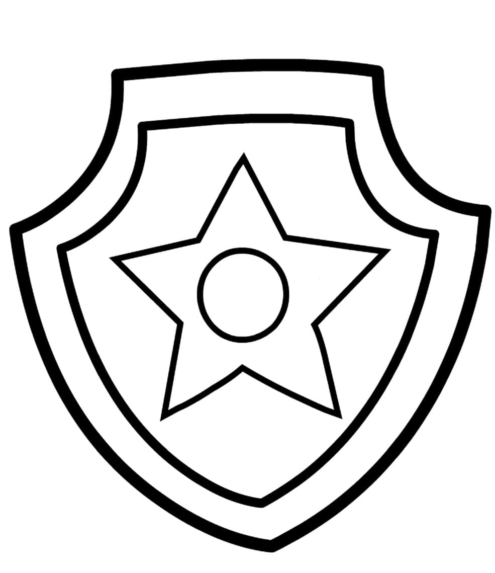 Paw patrol chase badge coloring page