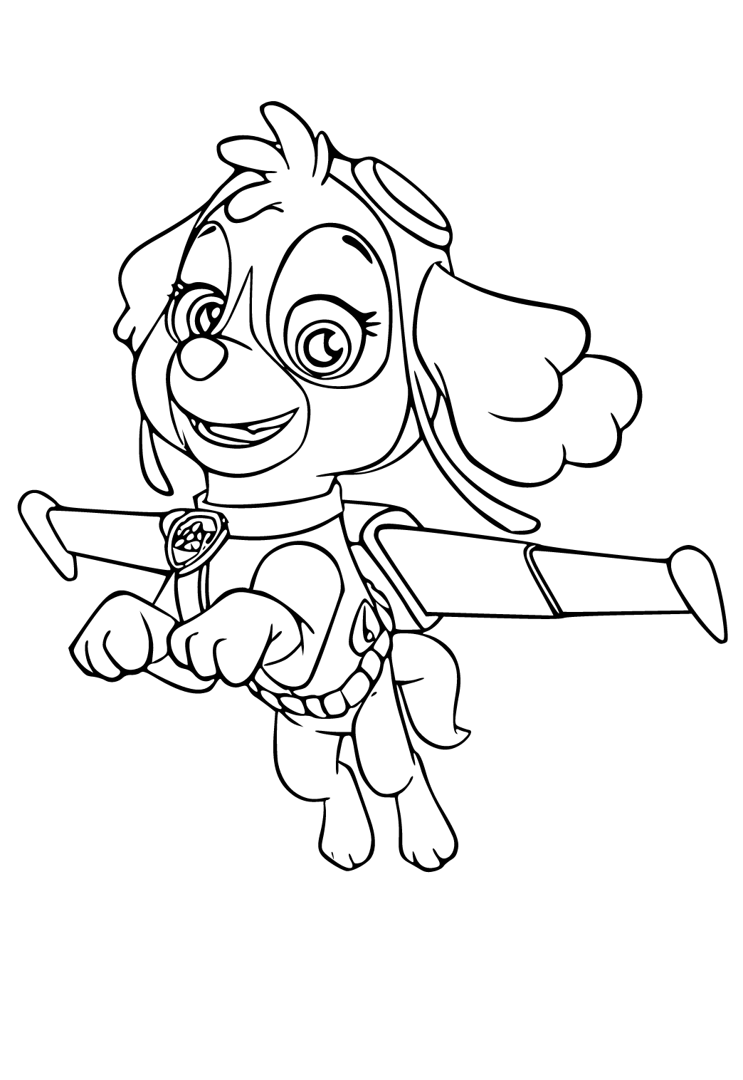 Free printable skye paw patrol flight coloring page for adults and kids