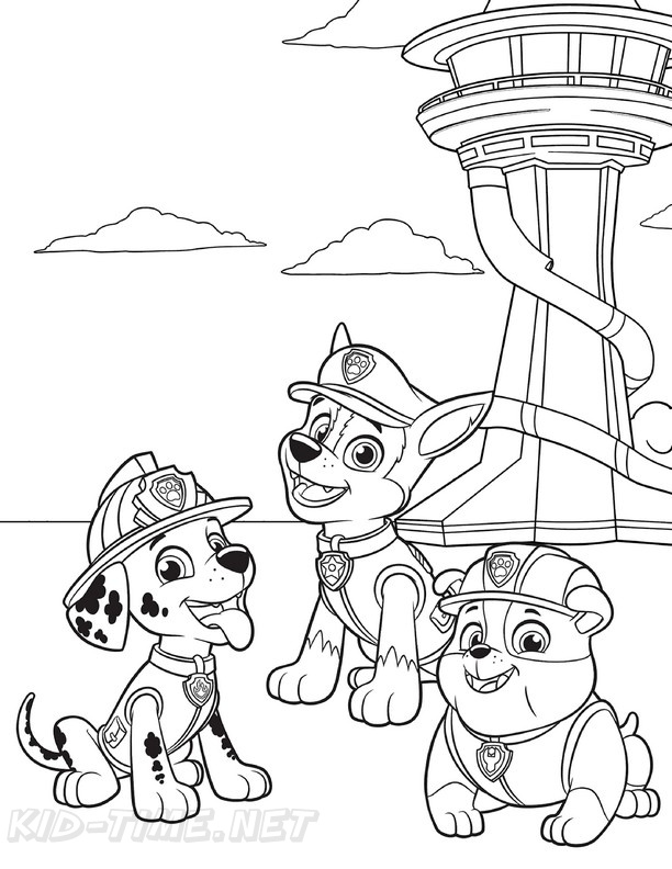 Paw patrol lookout tower coloring book page