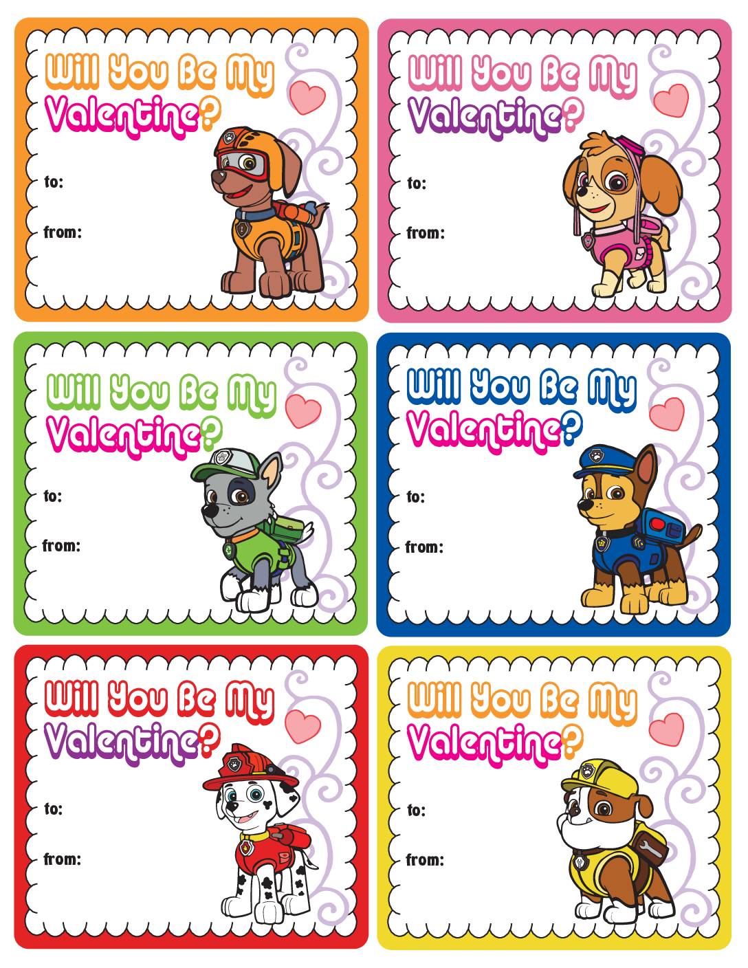 Paw patrol valentines