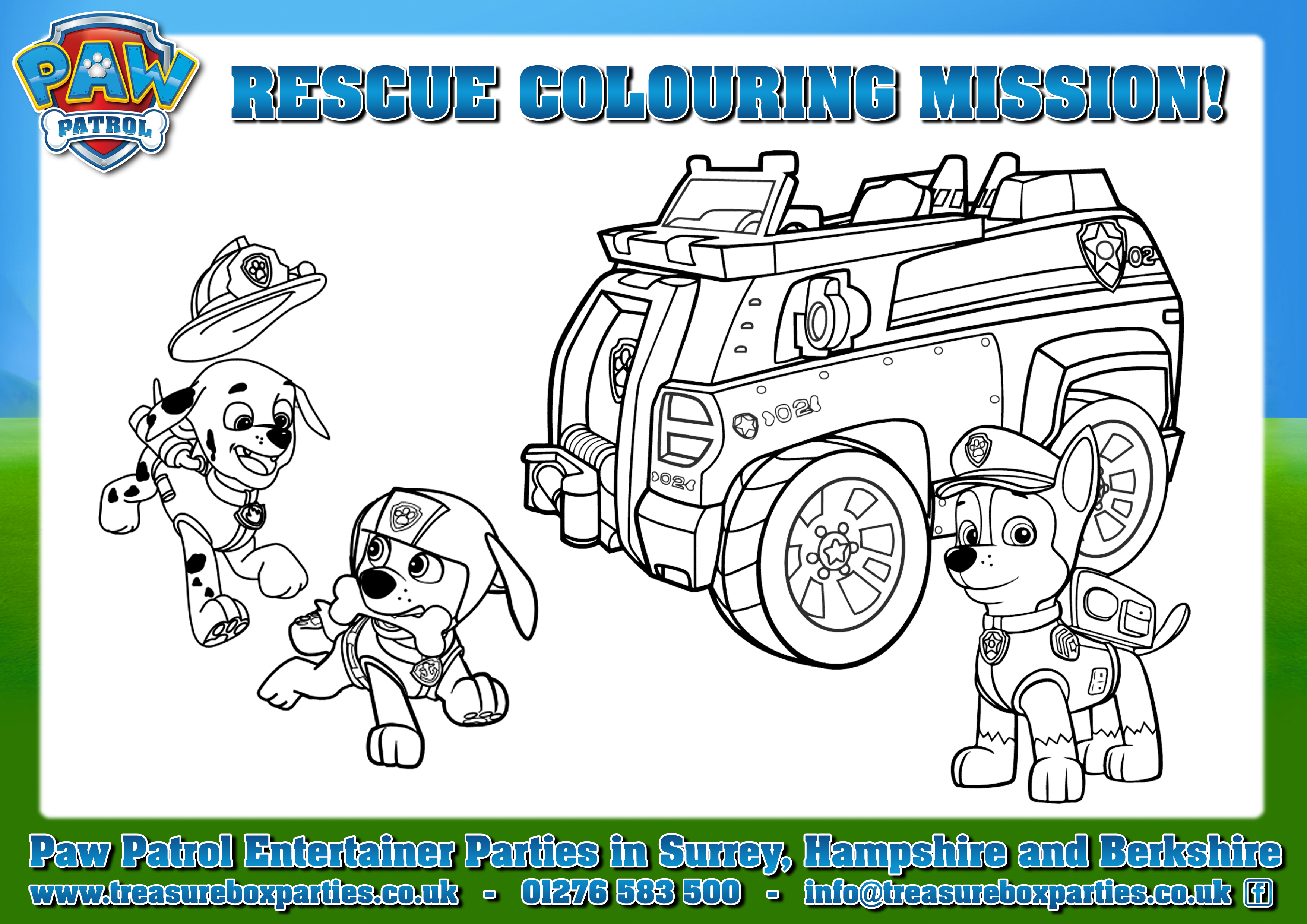 Free paw patrol louring printable page