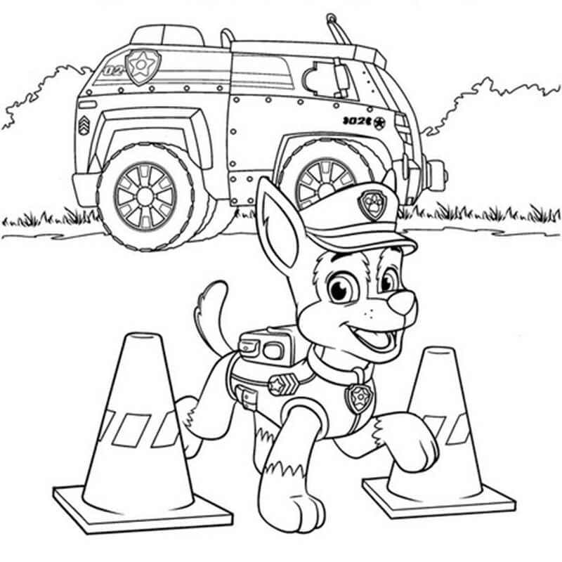 Chase paw patrol coloring pages