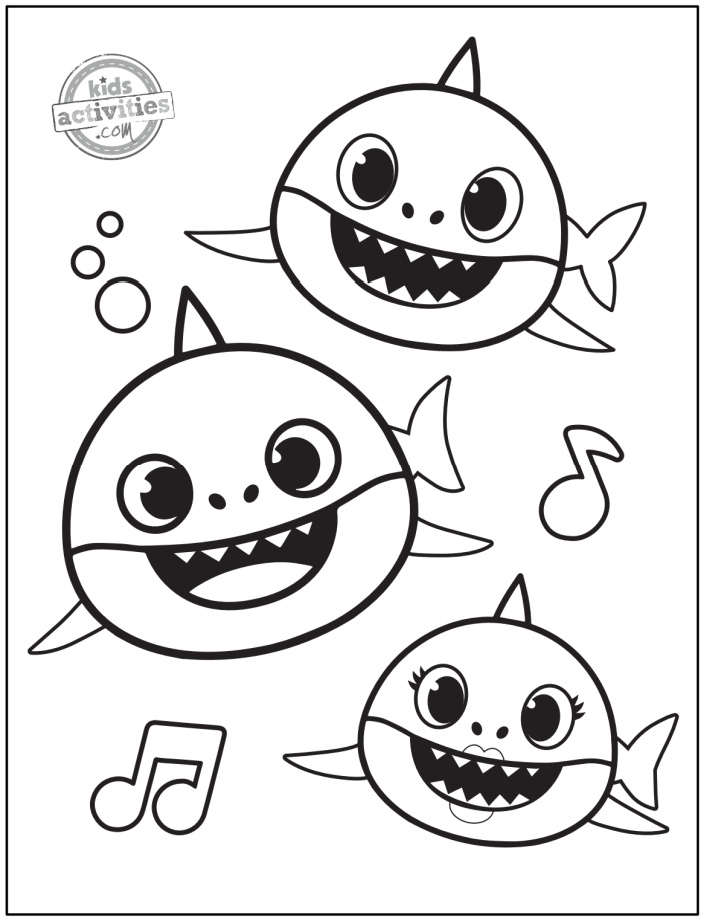 Free printable baby shark coloring pages to download print kids activities blog