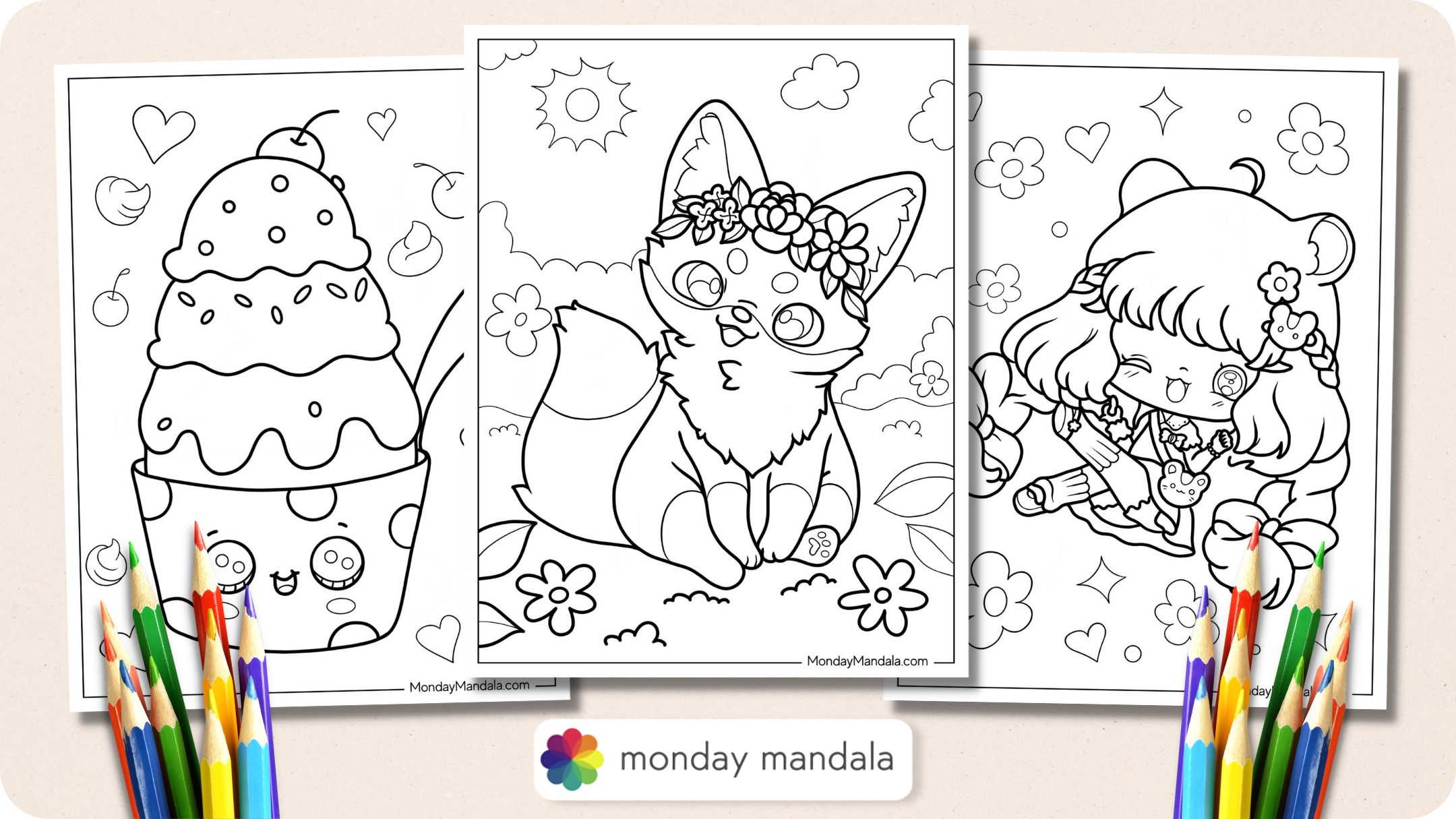 Cute coloring pages free pdf printables