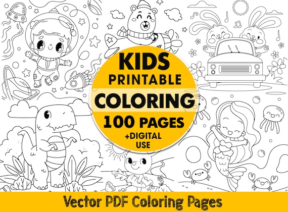 Coloring pages for kids printable digital coloring book pdf coloring pages for kids kids coloring book digital animal coloring sheets