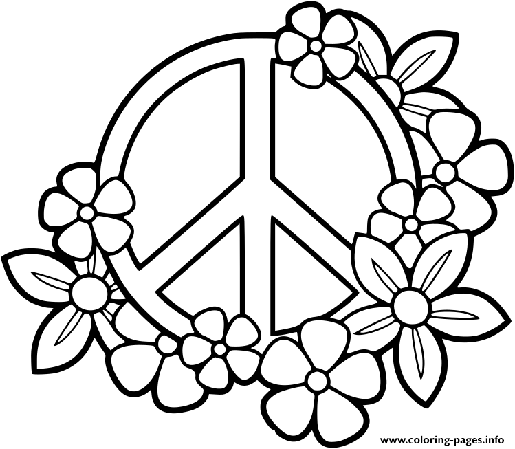 Peace sign printable coloring page printable