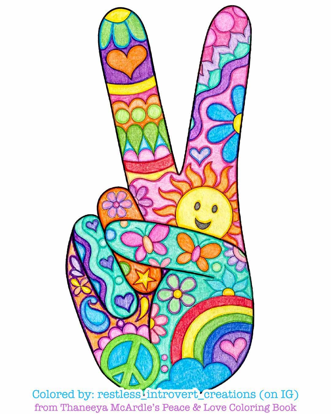 Peace and love coloring book by mcardle â