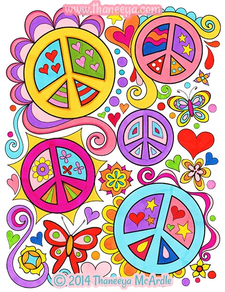Peace and love coloring book by mcardle â