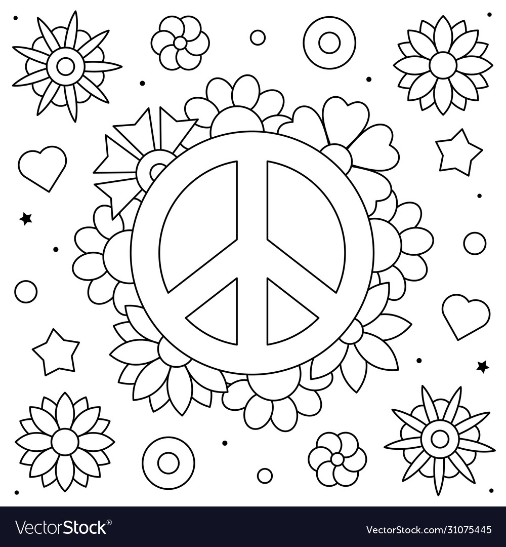 Peace symbol coloring page royalty free vector image