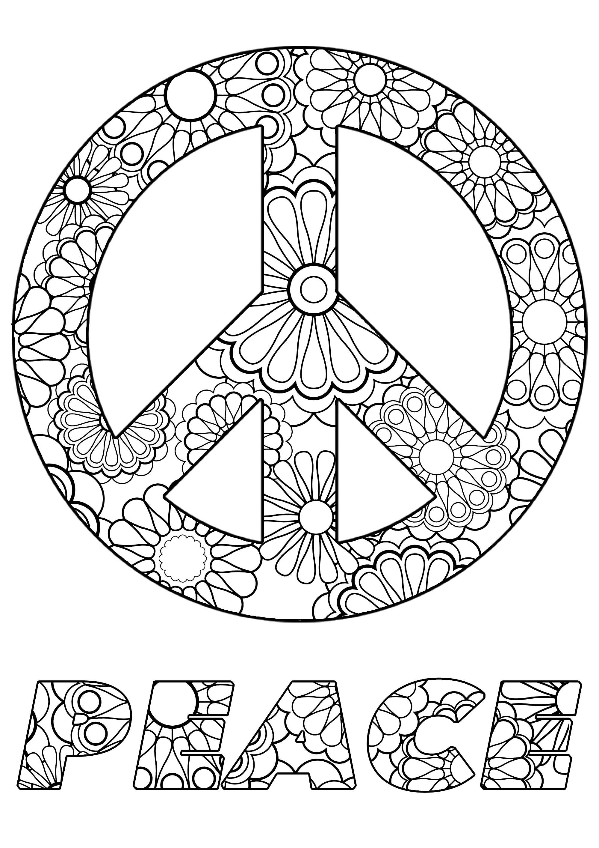 Free peace sign coloring pages pdf to print